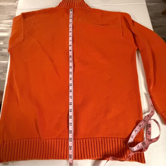Lauren Ralph Lauren 1/4-zip Sweater Orange Cotton Ribbed 90’s Women’s Size Large - Picture 11 of 13